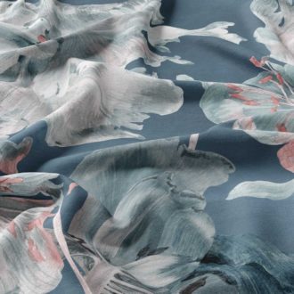 Ткань рогожка Daylight & Liontex Lush Bloom - Blue Mint