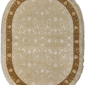 Ковёр ручной работы (Индия), шерсть KING OF AGRA (RAJPUT CARPETS)  - 71x134x8 (RAJ14_R_RO8-CRE-GLD(Oval))