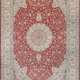Ковёр ручной работы (Индия), шёлк KASHMIR SILK 18Х18 (MIRZA SONS)  - 271x357x3 (MS 81 RED _KAS18L-2.6/R/960-3-890-24K8)