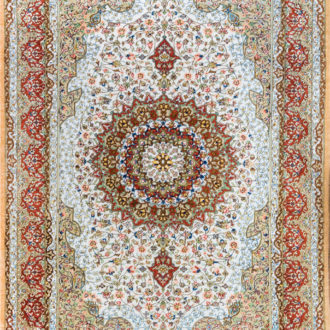 Ковёр ручной работы (Иран), шёлк QUM MM IR (MOURO INTERTRADE)  - 80x120x3 (QUM_IR_14-234-IR REZAEI)