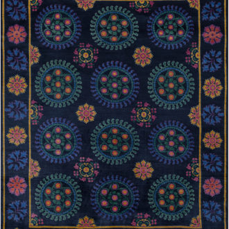 Ковёр ручной работы (Пакистан), шерсть SUZANI A/B 10/10 (ABBAS)  - 246x305x6 (757BLK-GRN_SUZ10/R/480-2-890-165U#)
