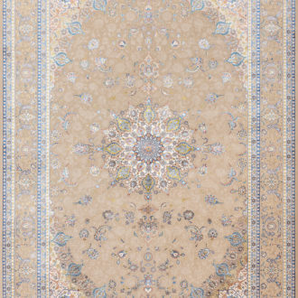 Ковёр из шёлка Иран MASTERPIECE QUM (Katrin)  - 200x300x5 (MAQU_M_029-23-1540A-CREAM-LBLUE Katrin)