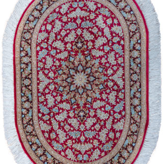 Ковёр ручной работы (Иран), шёлк QUM MM IR (MOURO INTERTRADE)  - 75x115x3 (QUM_IR_13-19-IR RAZAVI(Oval))