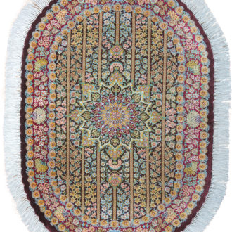 Ковёр ручной работы (Иран), шёлк QUM MM IR (MOURO INTERTRADE)  - 80x120x3 (QUM_IR_JAVADI(Oval))