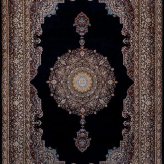 Ковёр из шёлка Иран MASTERPIECE QUM (SPERLOUS CARPETS)  - 202x303x5 (MAQU_M_010-21-TORANJ-NAVY)