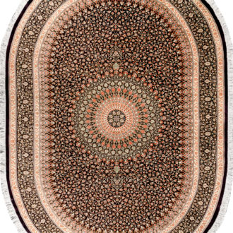 Ковёр ручной работы (Иран), шёлк QUM MM IR (MOURO INTERTRADE)  - 245x350x3 (QUM_IR_14-244-IR(Oval))