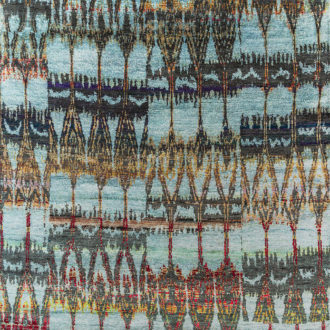 Ковёр ручной работы (Индия), бамбуковый шёлк SILK IKAT (ASHOKA CREATIONS)  - 180x276x6 (P37-GRY-MIX_SIL/16R/2,0*3,0/670-830-890-269919)