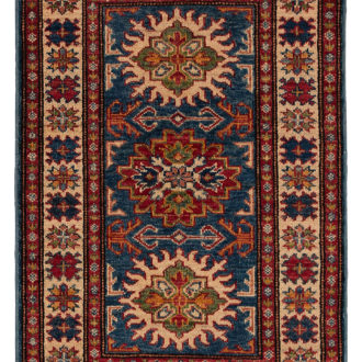 Ковёр ручной работы (Пакистан), шерсть KAZAK CLASSIC (MOURO INTERTRADE)  - 60x90x3 (BLU-IVR(60X90)_KAZ/R/S/785-2-6-302IP218)