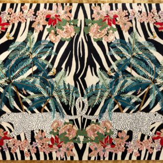 Ковёр ручной набивки (Индия), шерсть WENDY COLLECTION (BALLACK CARPETS)  - 220x300x10 (WNC_RN_ZEBRA LEOPARD PALMS)