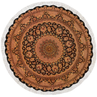 Ковёр ручной работы (Иран), шёлк QOM (MOURO INTERTRADE)  - 100x100x3 (QOM_IR_9-777-IR(Round))