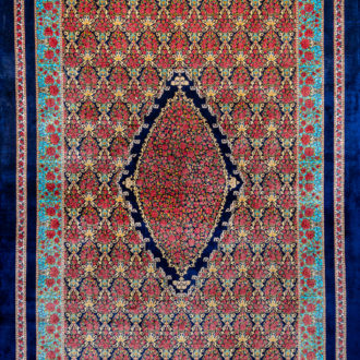 Ковёр из шёлка Иран MASTERPIECE QUM (SPERLOUS CARPETS)  - 100x148x5 (MAQU_M_062-21-ROSES-NAVY)
