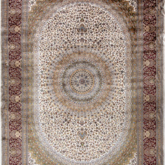 Ковёр из шёлка Турция QUM-L (MILAT)  - 160x230x5 (2007A-CRE-BORD_QUM/M/1,6*2,3/1785-838-869-333MR719)