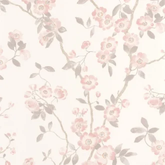 Обои - Casadeco - DELICACY - Delicacy spring flower - Taupe / rose (арт. 85394346)