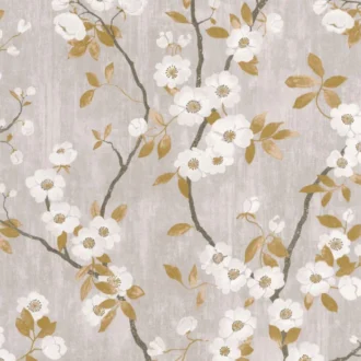 Обои - Casadeco - DELICACY - Delicacy spring flower - Taupe / noir (арт. 85392327)