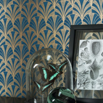 Обои - Casadeco - 1930 - 1930 palmette - Bleu (арт. 85736313)