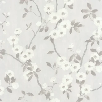 Обои - Casadeco - DELICACY - Delicacy spring flower - Blanc / gris (арт. 85399171)