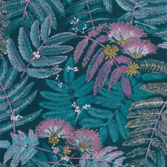 Обои - Casadeco - BOTANICA - Botanica albizia - Bleu turquoise (арт. 85896164)