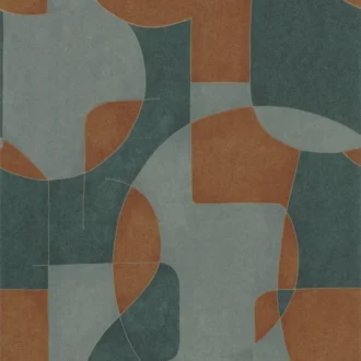 Обои - Casadeco - GALLERY - Op'art - Vert / cuivre (арт. 86097503)