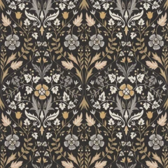 Обои - Casadeco - ARTS & CRAFTS - Archibald - Noir / camel (арт. 86339412)