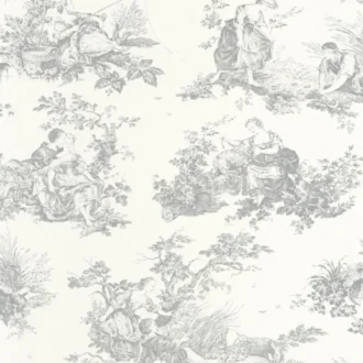 Обои - Casadeco - LES BELLES TOILES DE JOUY - Scene d'été - Gris perle (арт. 87919103)