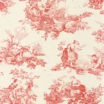 Обои - Casadeco - LES BELLES TOILES DE JOUY - Scene d'été - Rouge carmin (арт. 87918201)