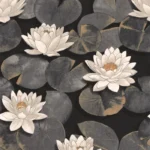 Обои - Casadeco - GARDENS - Nymphea - Noir fusain (арт. 87639874)