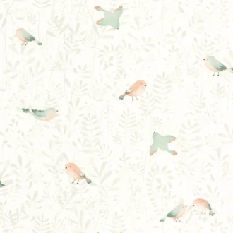 Обои - Casadeco - ONCE UPON A TIME - Flying bird - Vert amande (арт. 88317088)