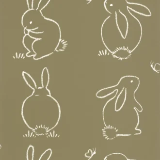 Обои - Casadeco - ONCE UPON A TIME - Funny bunny - Vert kaki (арт. 88387526)
