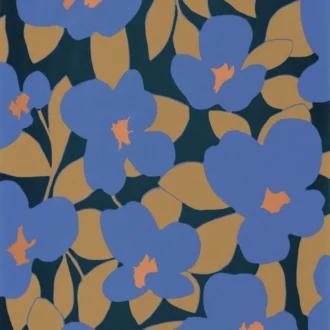 Обои - Casadeco - ICONIC - Flower power - Bleu indigo (арт. 88396404)