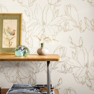 Обои - Casadeco - SO WHITE 4 - Idylle magnolia - Argent/or (арт. 83822303)