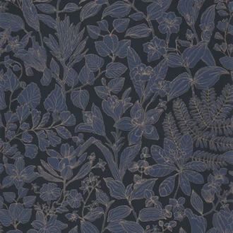 Обои - Casadeco - GARDENS - Esquisse - Bleu encre (арт. 87596983)