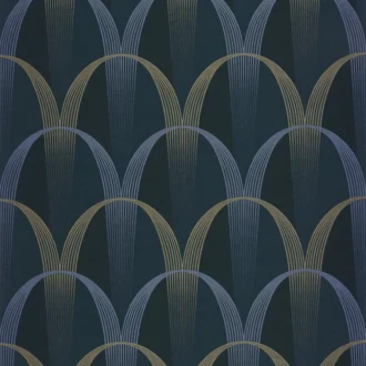 Обои - Casadeco - ANNEES FOLLES - Entree des artistes - Bleu outremer / mordore (арт. 201046582)